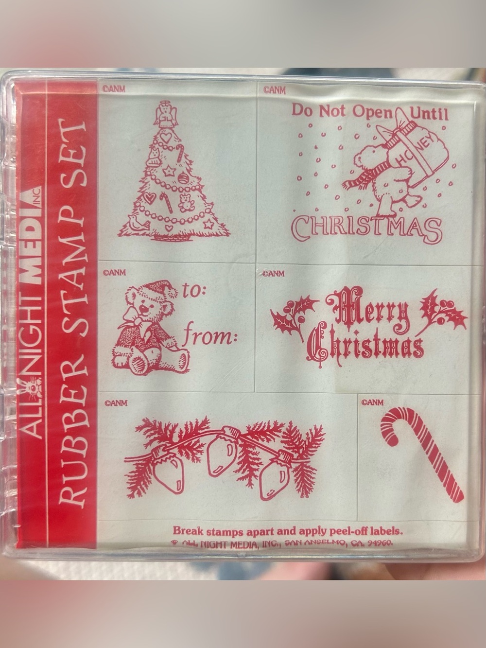 All Night Media Red Christmas Rubber Stamp Set - Holiday Craft Stamps